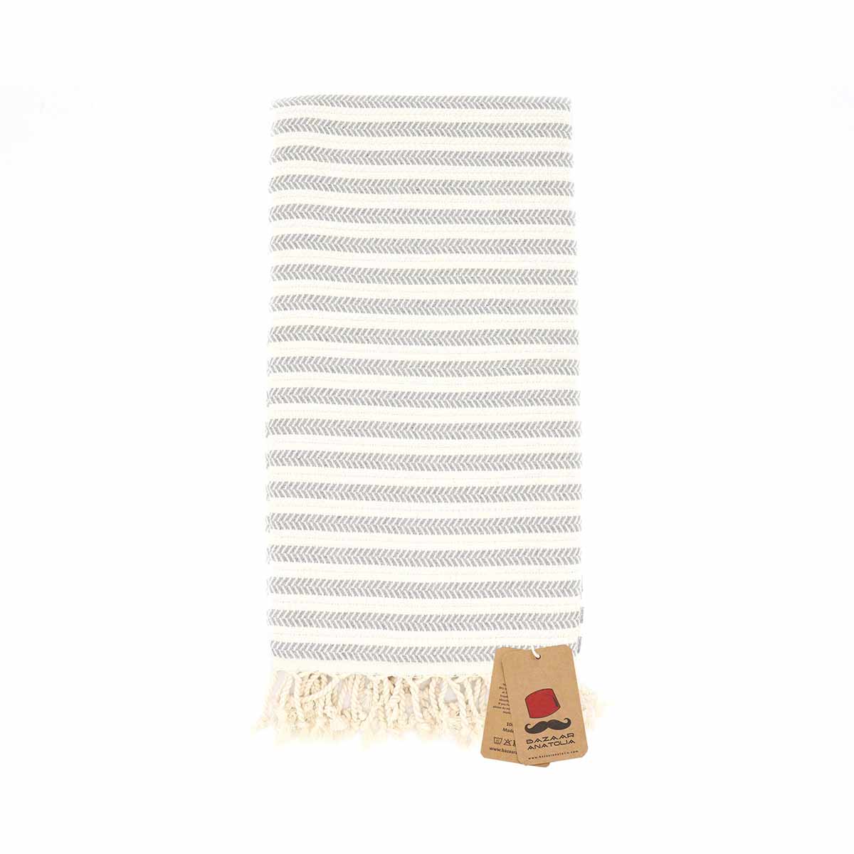 grey striped turkish beach towel gray