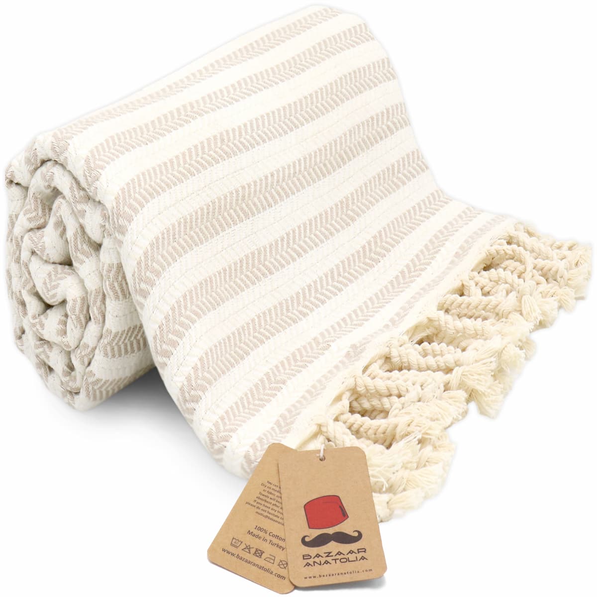 Bonamaison Turkish Peshtemal Towel - Lightweight, Absorbent Cotton Beach & Bath Towel (98x172 Cm)