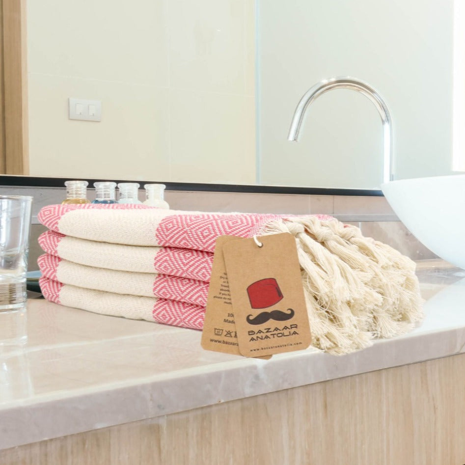 coral turkish hand towel diamond bath hand towels flamingo pink decor