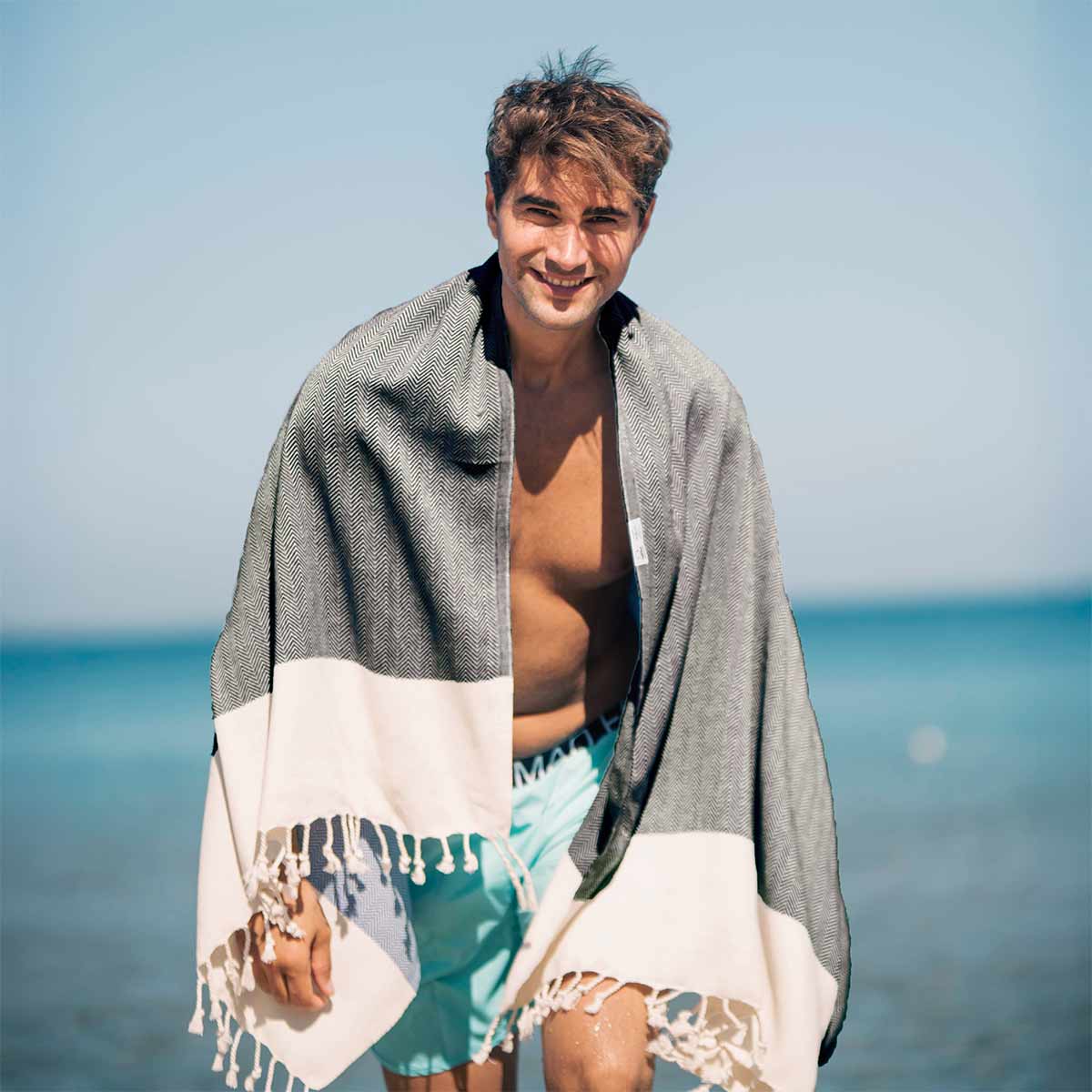 black turkish beach towel herringbone peshtemal towels sand free quick dry cotton