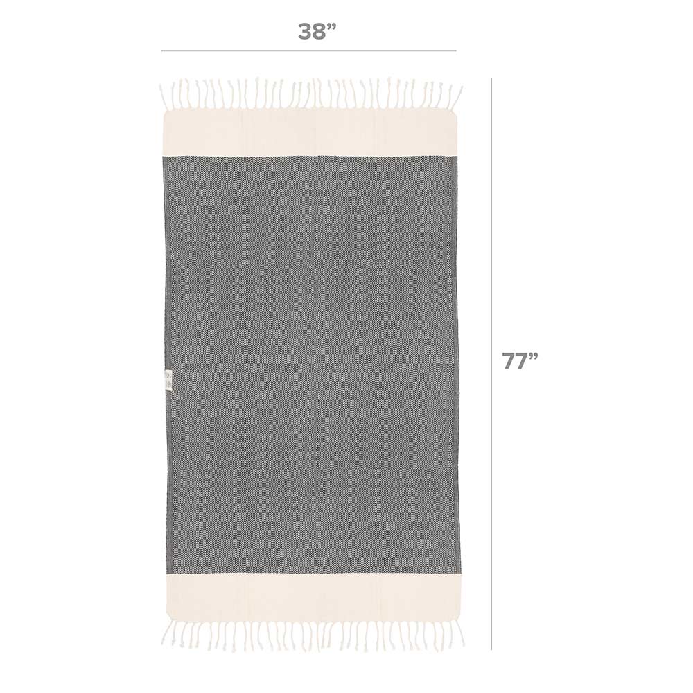 black turkish towel herringbone open size oversized turkish towel