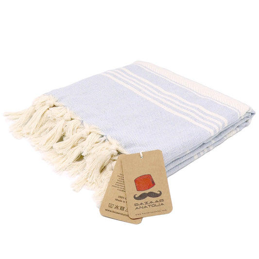 light blue turkish beach towel stripe tassels fringe boho bath towels quick dry sand free cotton