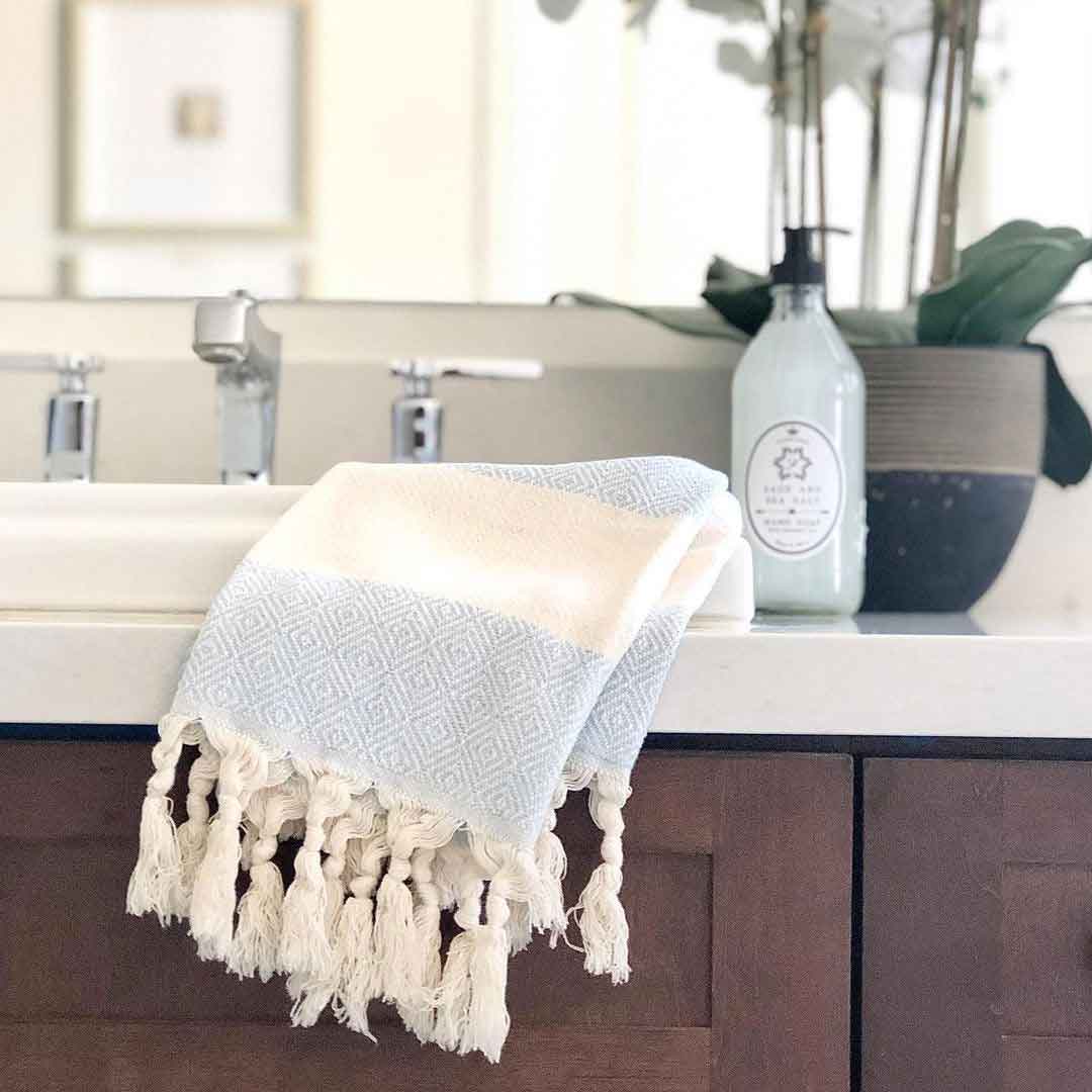 light blue hand towel for bathroom turkish hand towel kitchen towel tea towel discloth ice blue decor