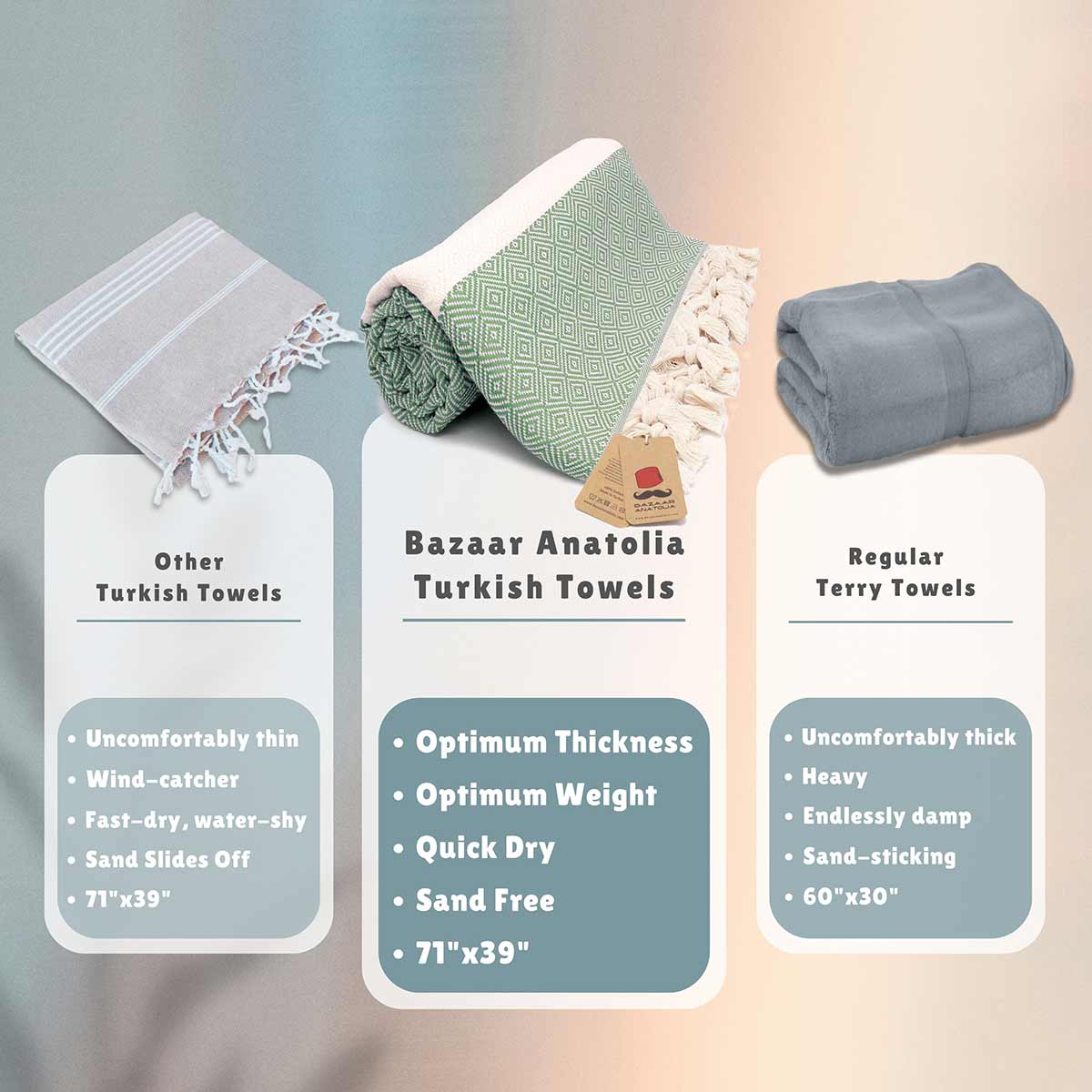 turkish towels vs. other towels and turkish beach towels green