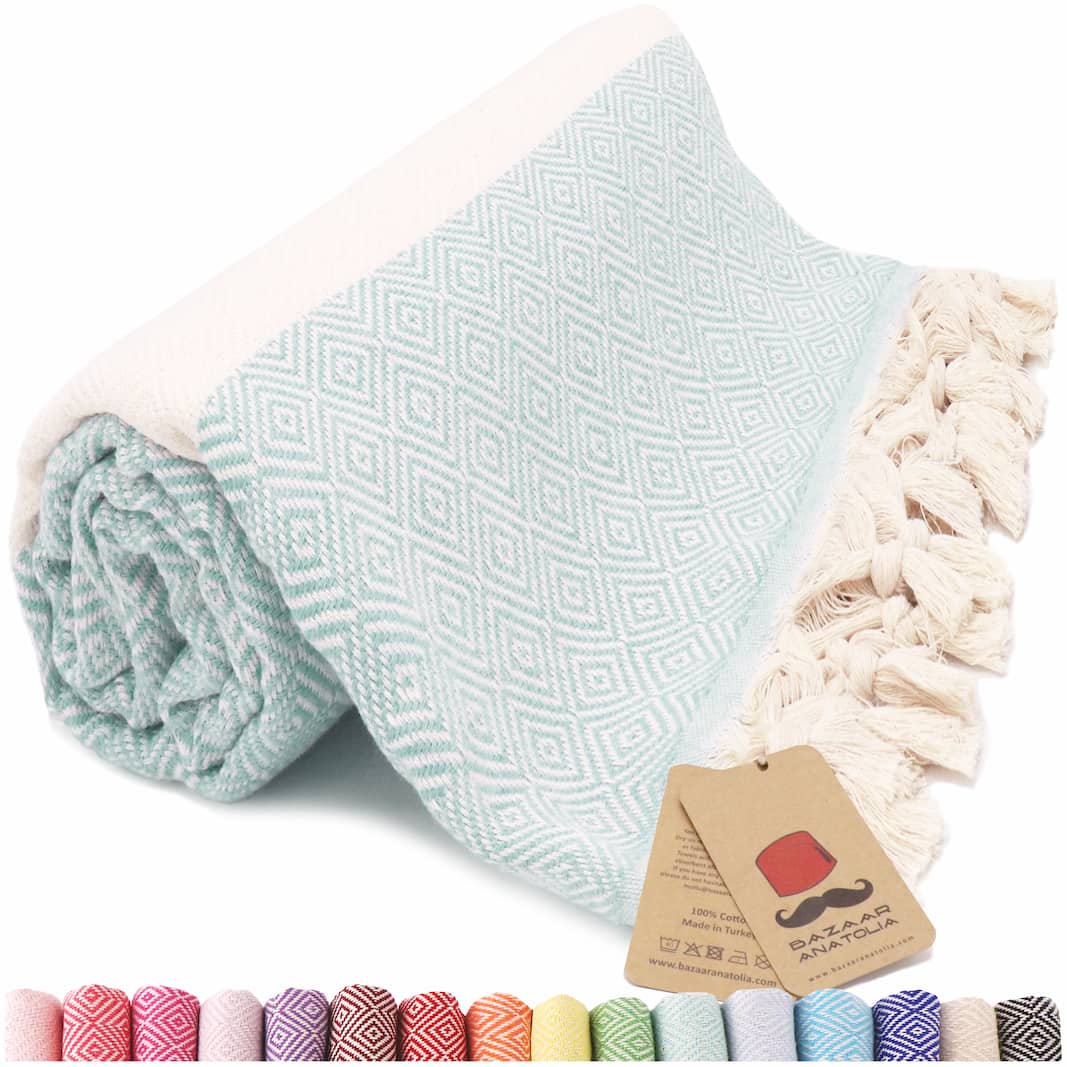 mint beach towel oversized turkish towels diamond sand free quick dry light teal towels