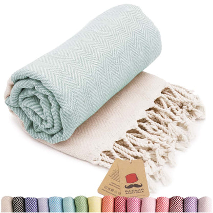 mint turkish beach towel herringbone peshtemal towels sand free quick dry cotton
