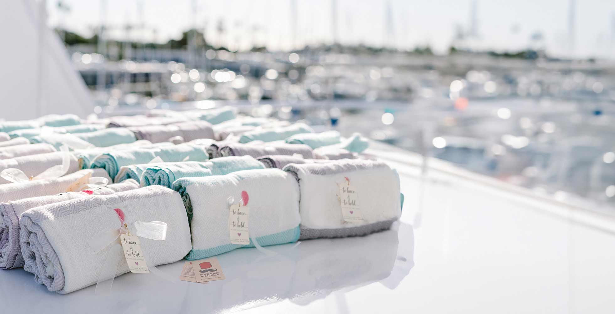 Luxurious Turkish beach towel ideal for bridesmaid gifts, bachelorette parties, and wedding favors. Perfect for special occasions and beach events.