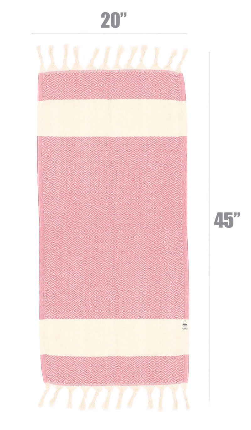 turkish hand towel coral flamingo pink open size