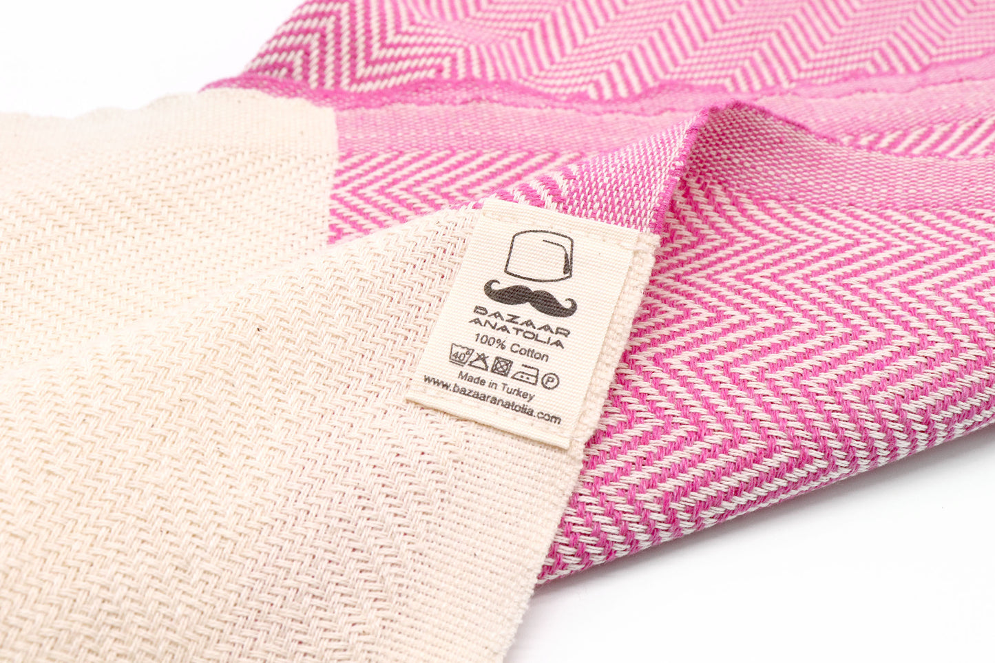 Herringbone Turkish Towel, Kitchen Towel, Tea Towel, Hand Towel - Fuscia