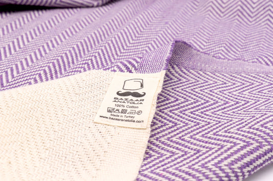 Herringbone Turkish Towel, Kitchen Towel, Tea Towel, Hand Towel - Purple
