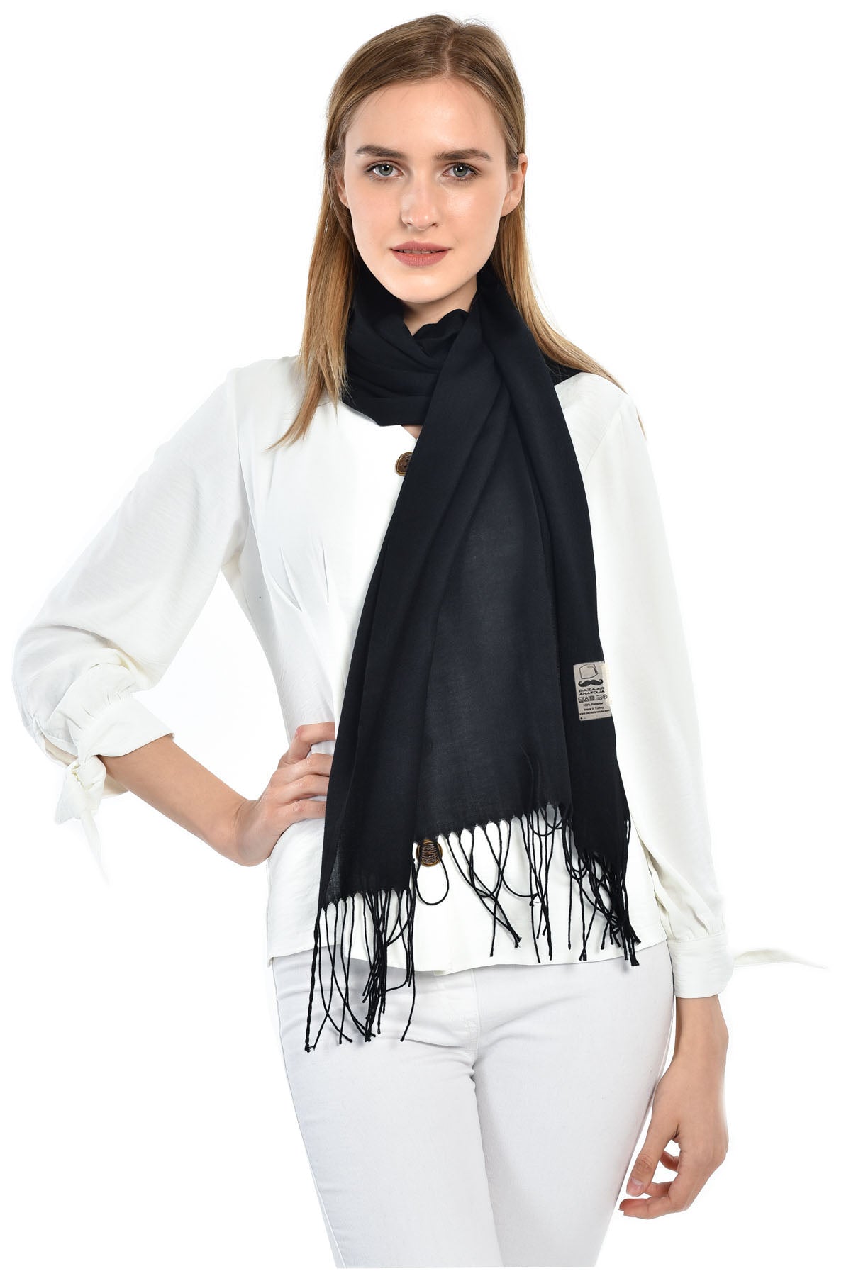 Pashmina Scarf, Shawl Wrap 78"x28" (70x200cm) - Black