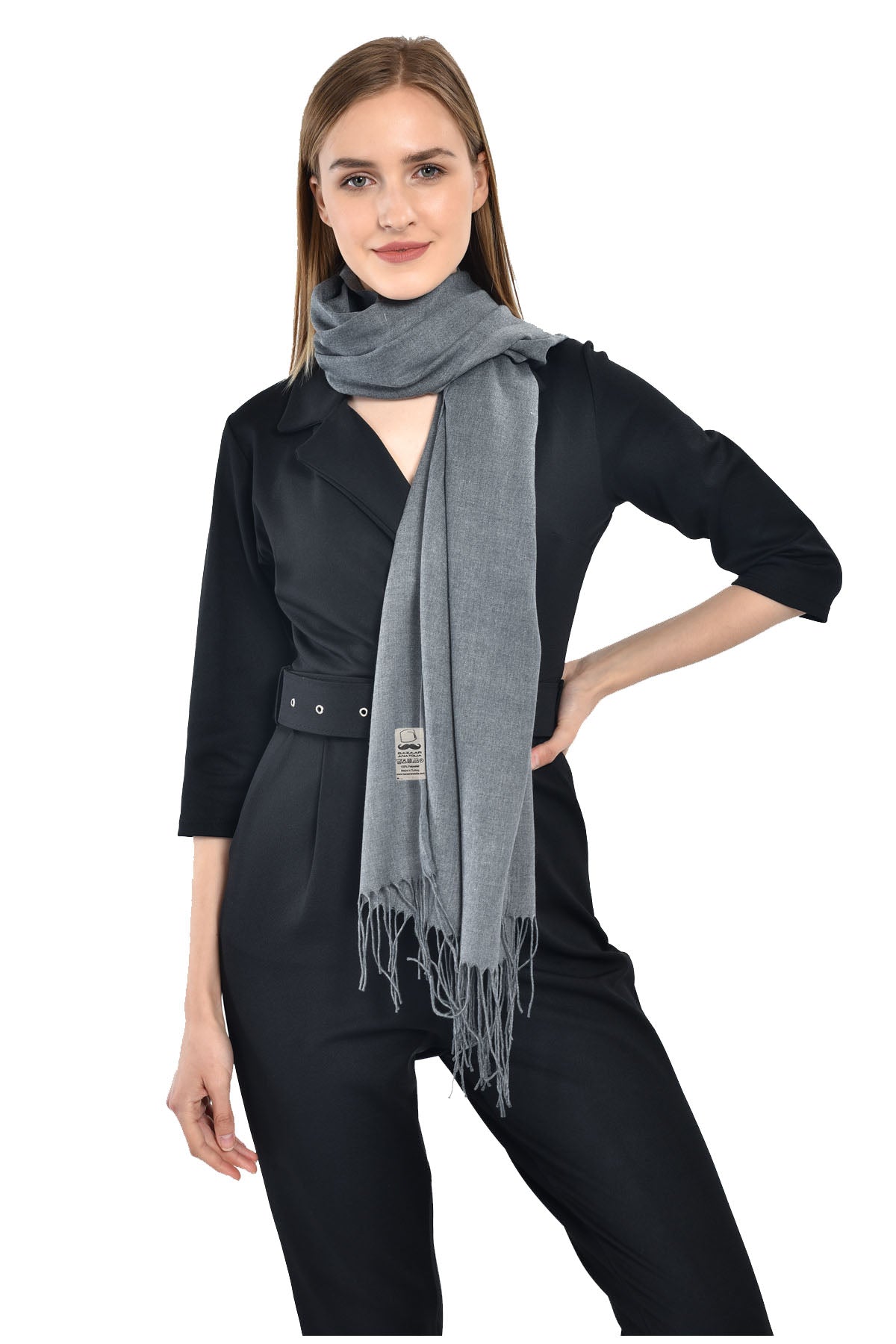 Pashmina Scarf, Shawl Wrap 78"x28" (70x200cm) - Gray