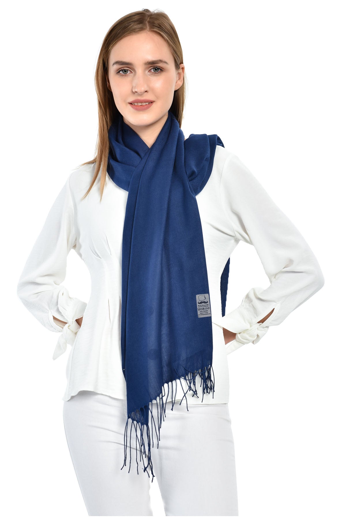 Pashmina Scarf, Shawl Wrap 78"x28" (70x200cm) - Navy Blue