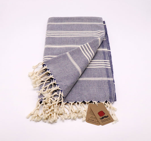 Slim Line Peshtemal Beach Towel - Royal Blue