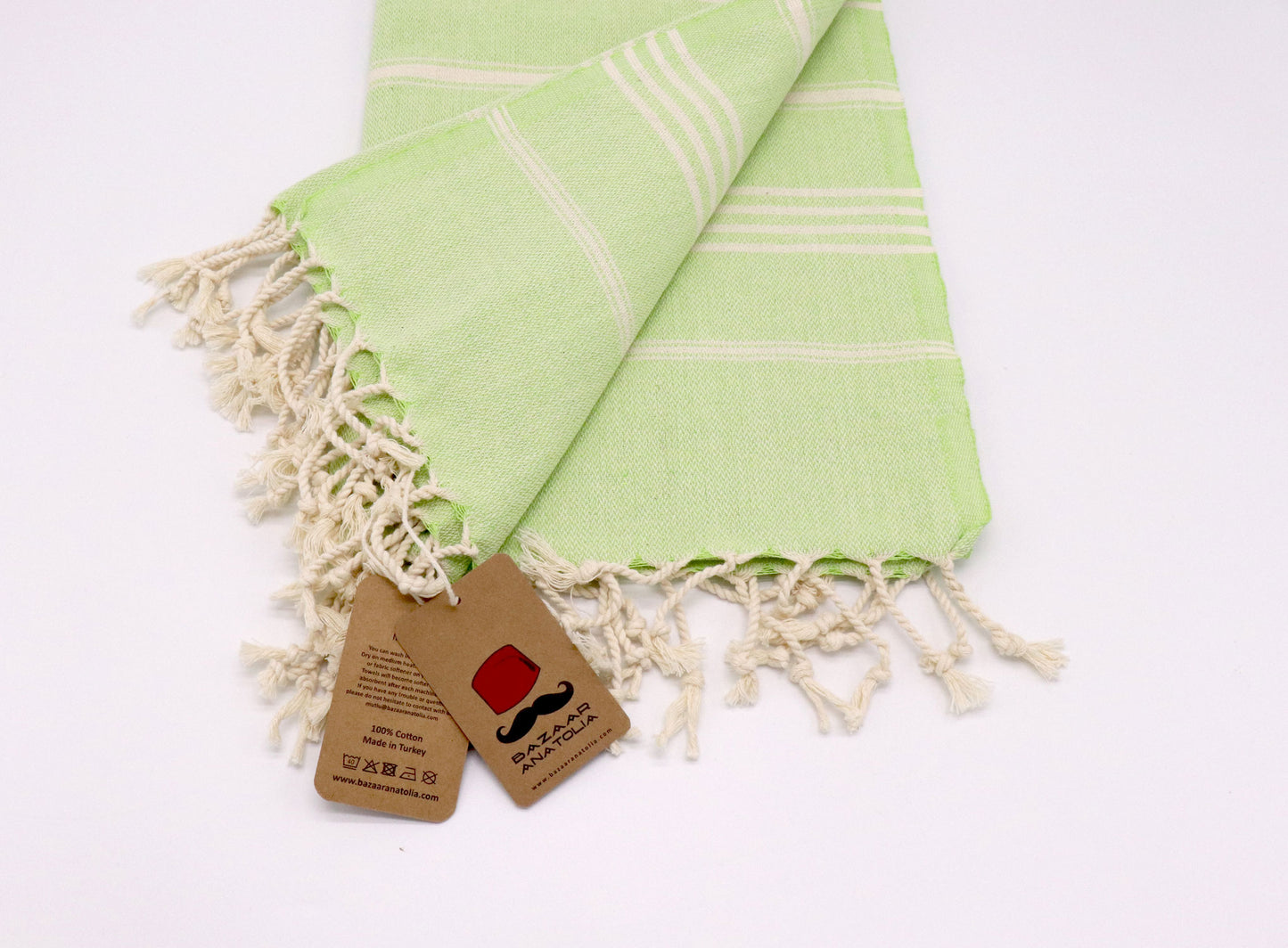 Slim Line Peshtemal Beach Towel - Green
