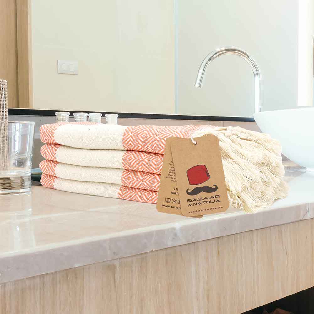 orange hand towel for bathroom turkish hand towels kitchen towels fall decor thanksgiving dishcloth diamond