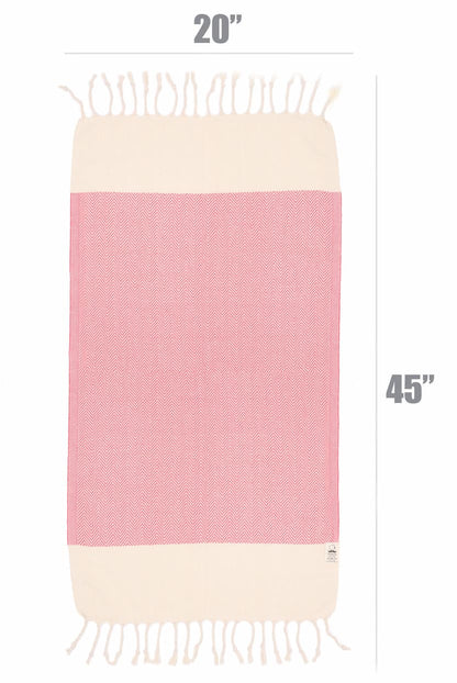 Herringbone Turkish Towel, Kitchen Towel, Tea Towel, Hand Towel - Coral