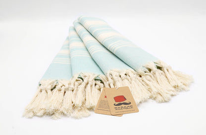 Set of 4 Turkish Hand Towel, Kitchen Towel, Tea Towel - Stripe Mint