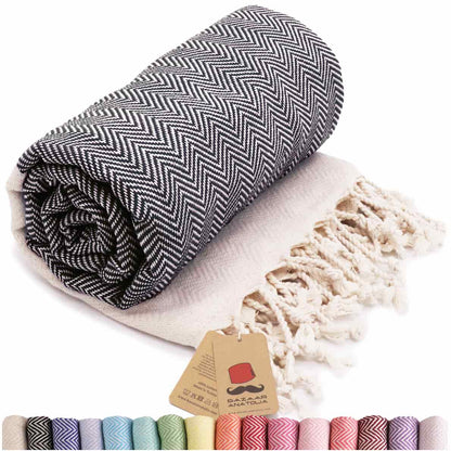 black turkish beach towel herringbone peshtemal towels sand free quick dry cotton