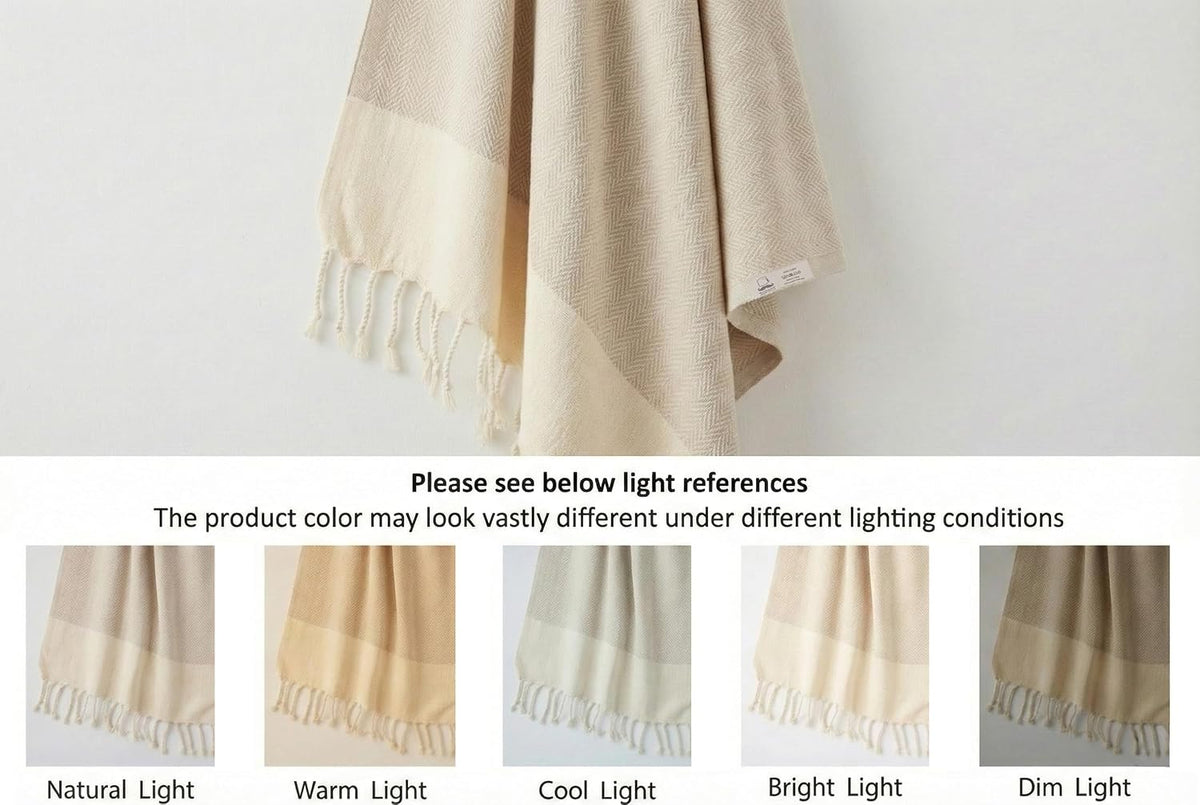 Beige Herringbone Turkish cotton hand towels, set of four – additional product view