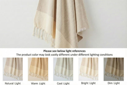 Beige Herringbone Turkish cotton hand towels, set of four – additional product view