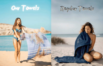 sand free turkish beach towel vs regular towels quick dry lightweight oversized striped