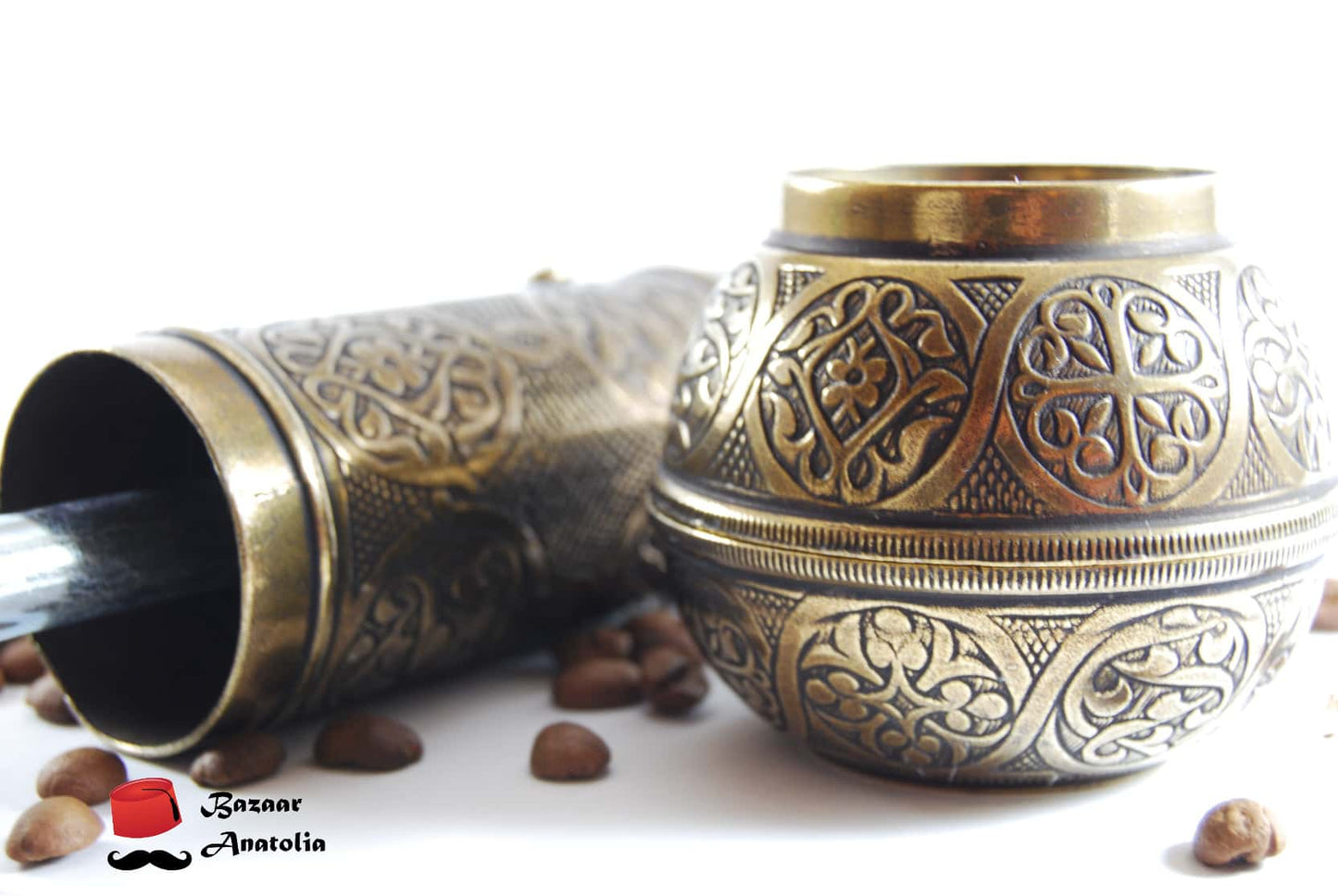 turkish coffee grinder manual steel mechanism handmade antique gold