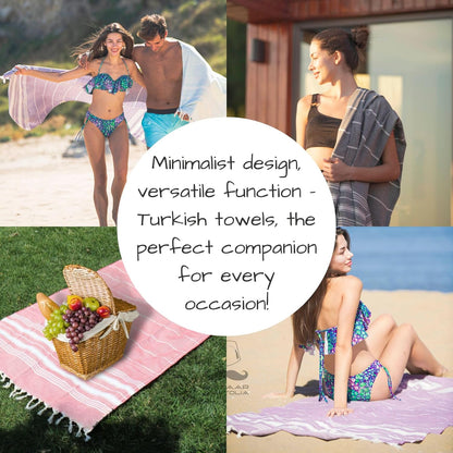 Stripe Turkish Beach & Peshtemal Towel - Purple