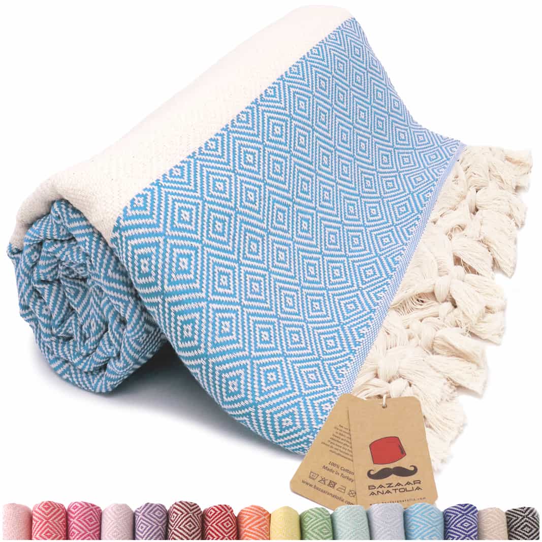 turquoise beach towel oversized turkish towels diamond sand free quick dry sky blue towel