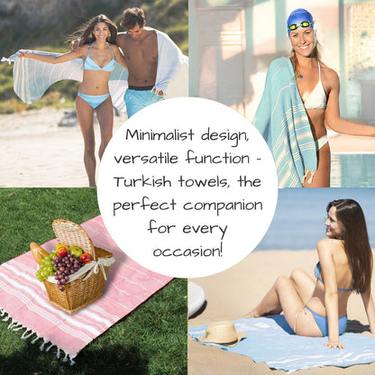 Stripe Turkish Beach & Peshtemal Towel - Turquoise