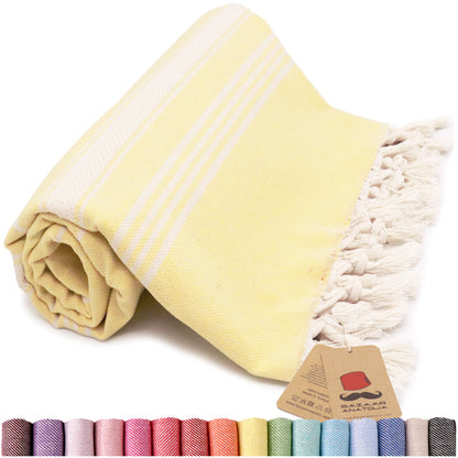 Stripe Turkish Beach & Peshtemal Towel - Yellow