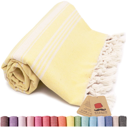 Stripe Turkish Beach & Peshtemal Towel - Yellow