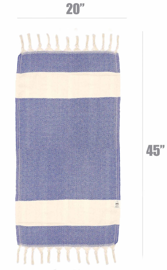 Blue & Cream Striped Handloom Turkish - Bath Towel - The Cozy Throw