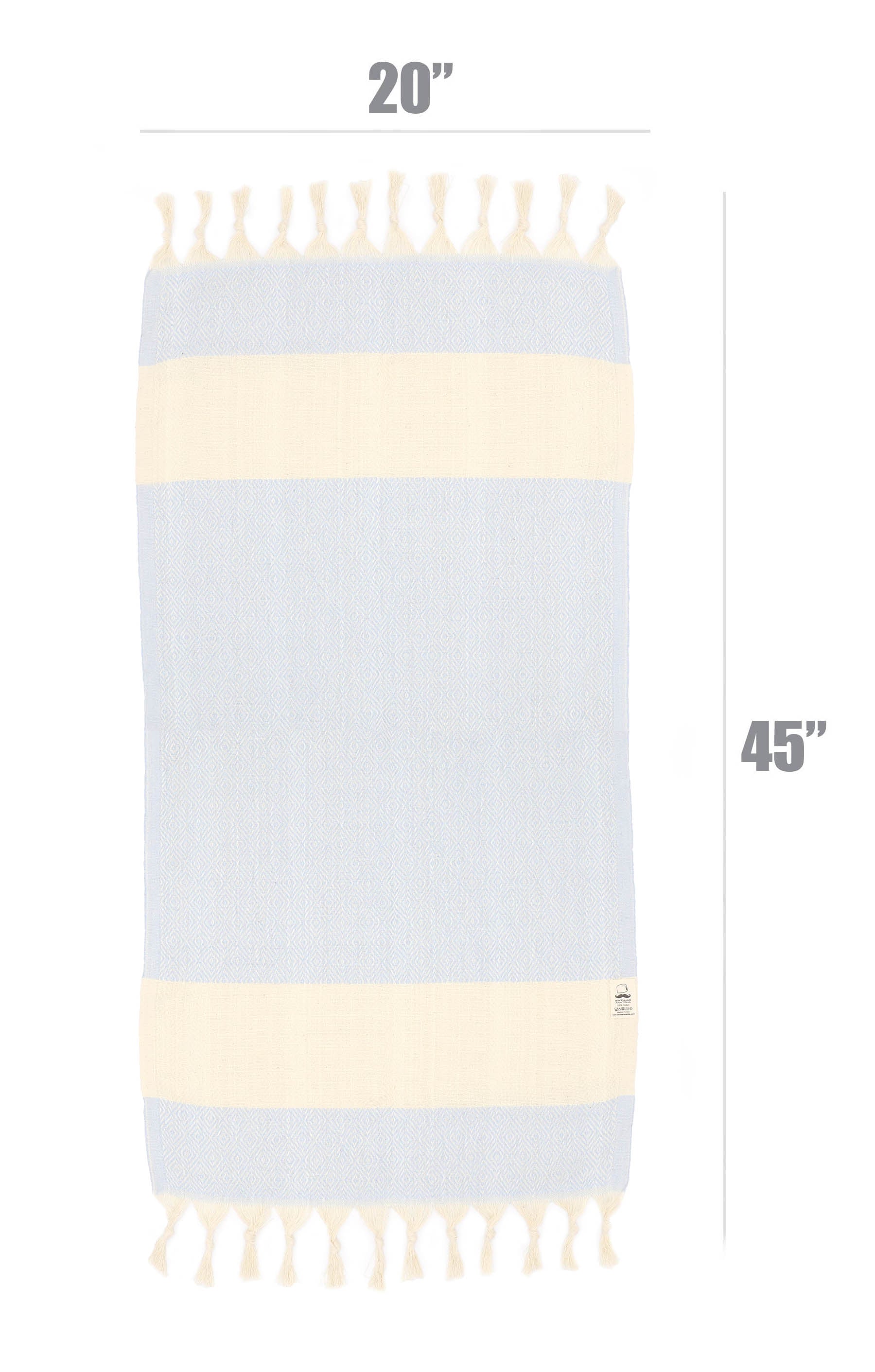 Deerlux 100% Cotton Turkish Hand Towels Set of 2 18 x 40 Diamond Peshtemal Kitchen and Bath Towels Navy