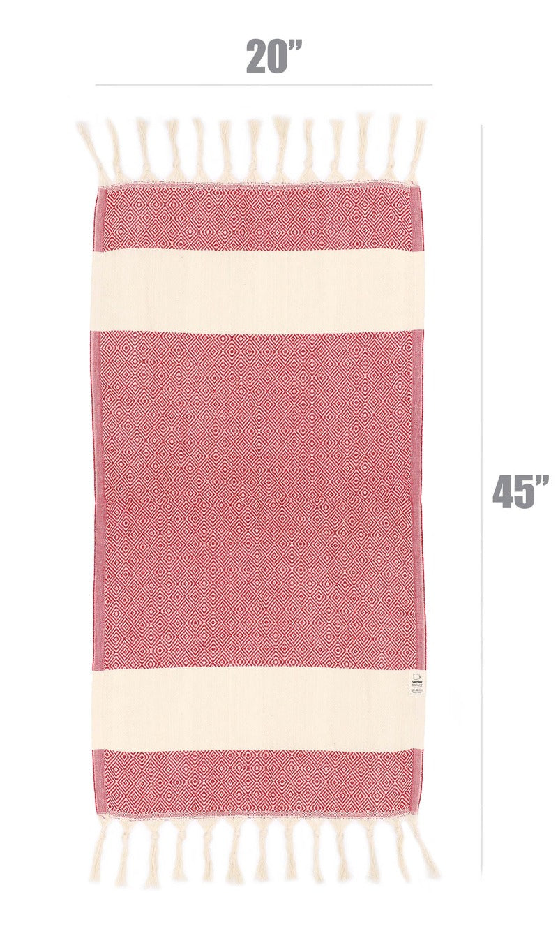 Deerlux QI004005.GY.4 Deerlux 100% Cotton Turkish Hand Towels, Set of 4 18 x 40 Diamond Peshtemal Kitchen and Bath Towels, Gray