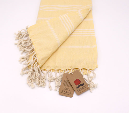 Slim Line Peshtemal Beach Towel - Yellow