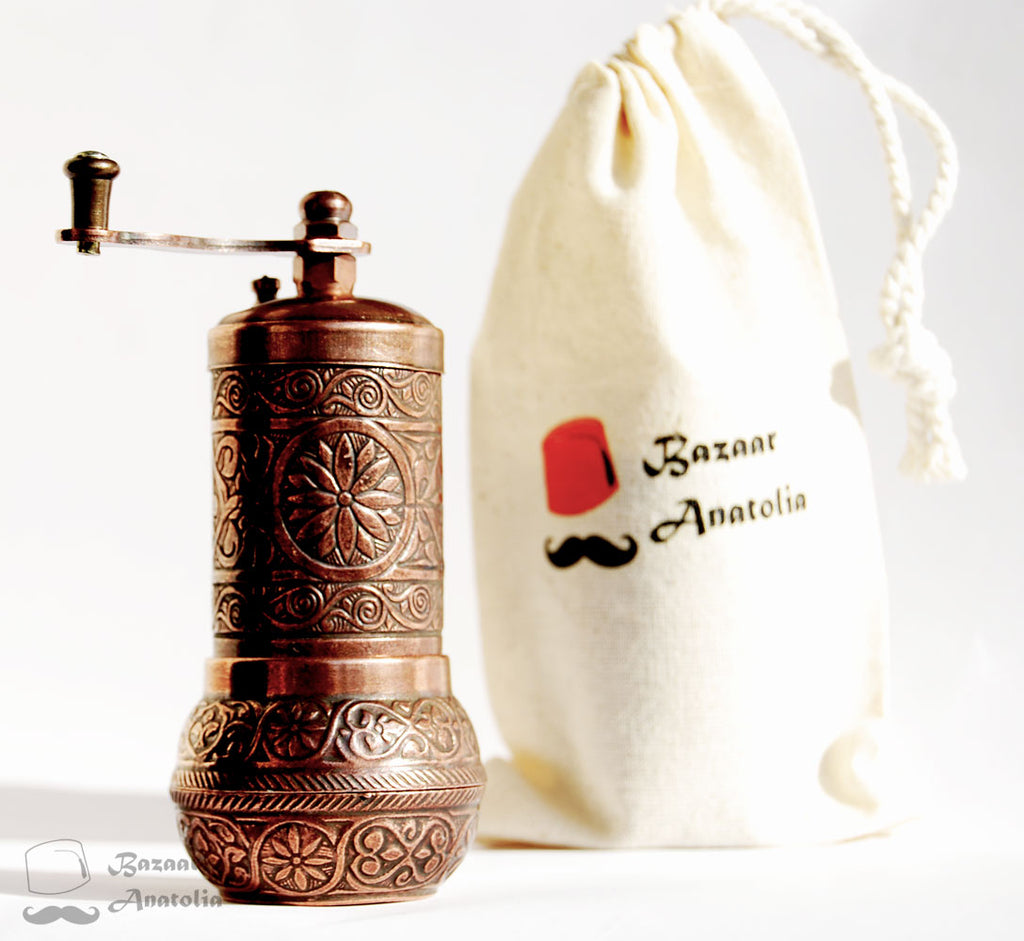Brass Coffee Grinder 7″ - TurkishBOX